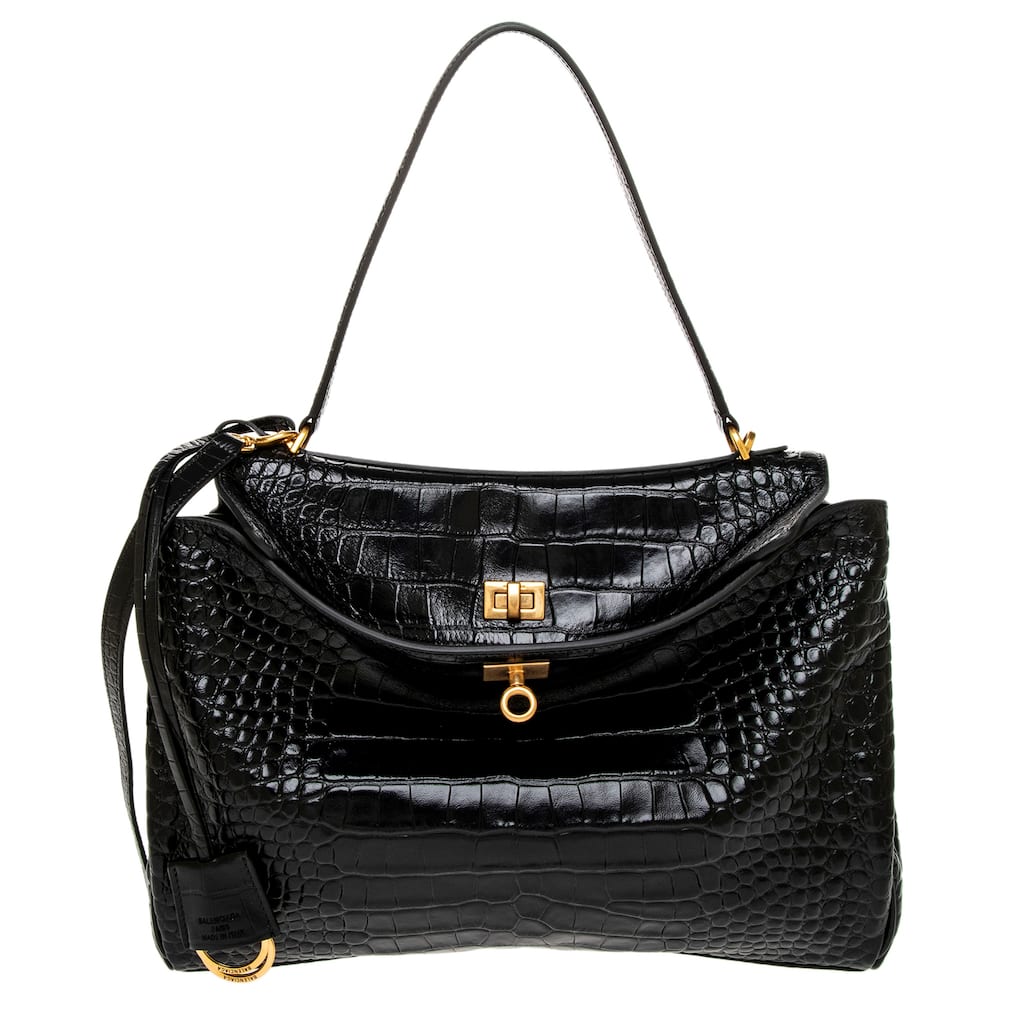 Balenciaga Rodeo Medium Bag in Croco-Embossed Calfskin