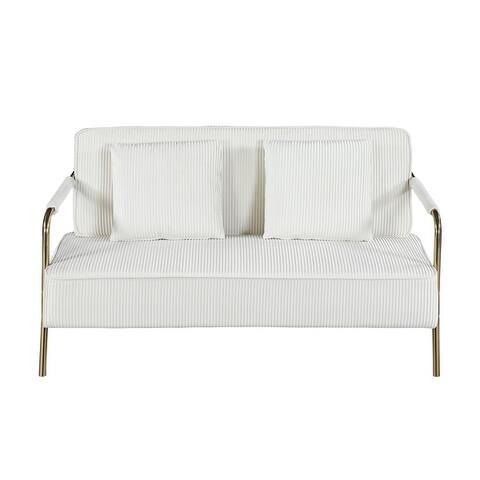 56" Width Modern Upholstered Pleated Velvet Loveseat