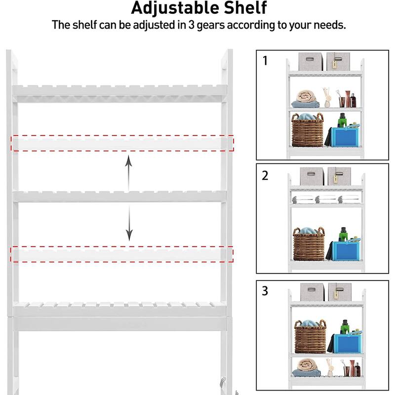 Over The Toilet Storage Bamboo Adjustable 3Tier Above Toilet