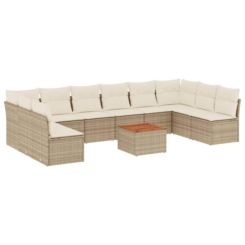 vidaXL Patio Sofa Set with Cushions Outdoor Furniture 11 Piece Poly Rattan - 24.4 x 24.4 x 27.2