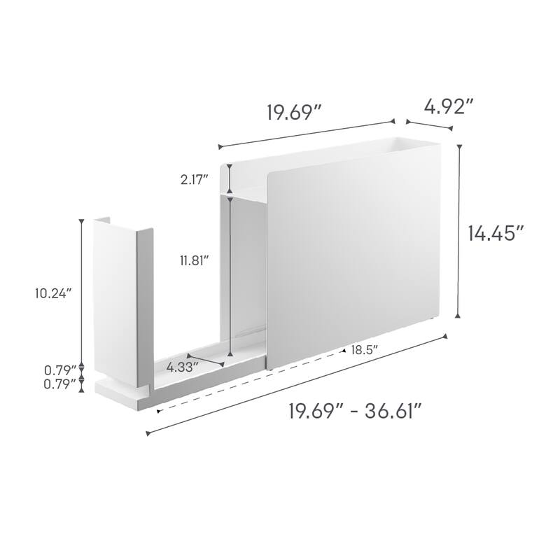 Yamazaki Home Sliding Drawer Seasoning Rack, Steel - L 36.61 x W 4.92 x H 14.45 inches