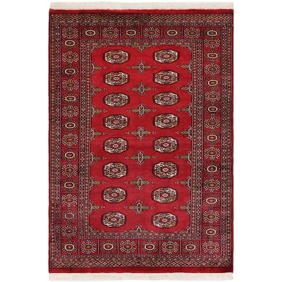Tribal Bokhara Pollard Red/Beige Hand Knotted Wool Rug - 3'11'' x 5'9''