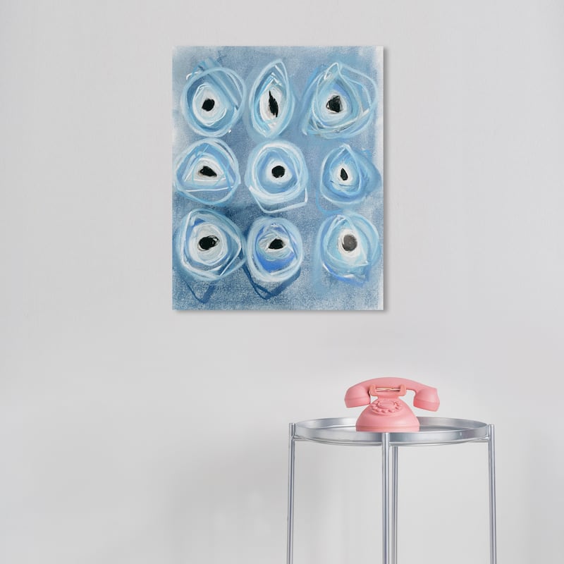 Wynwood Studio Canvas Abstract Lucky Eyes Blue and Modern & Contemporary Wall Art Canvas Print - 20 x 16