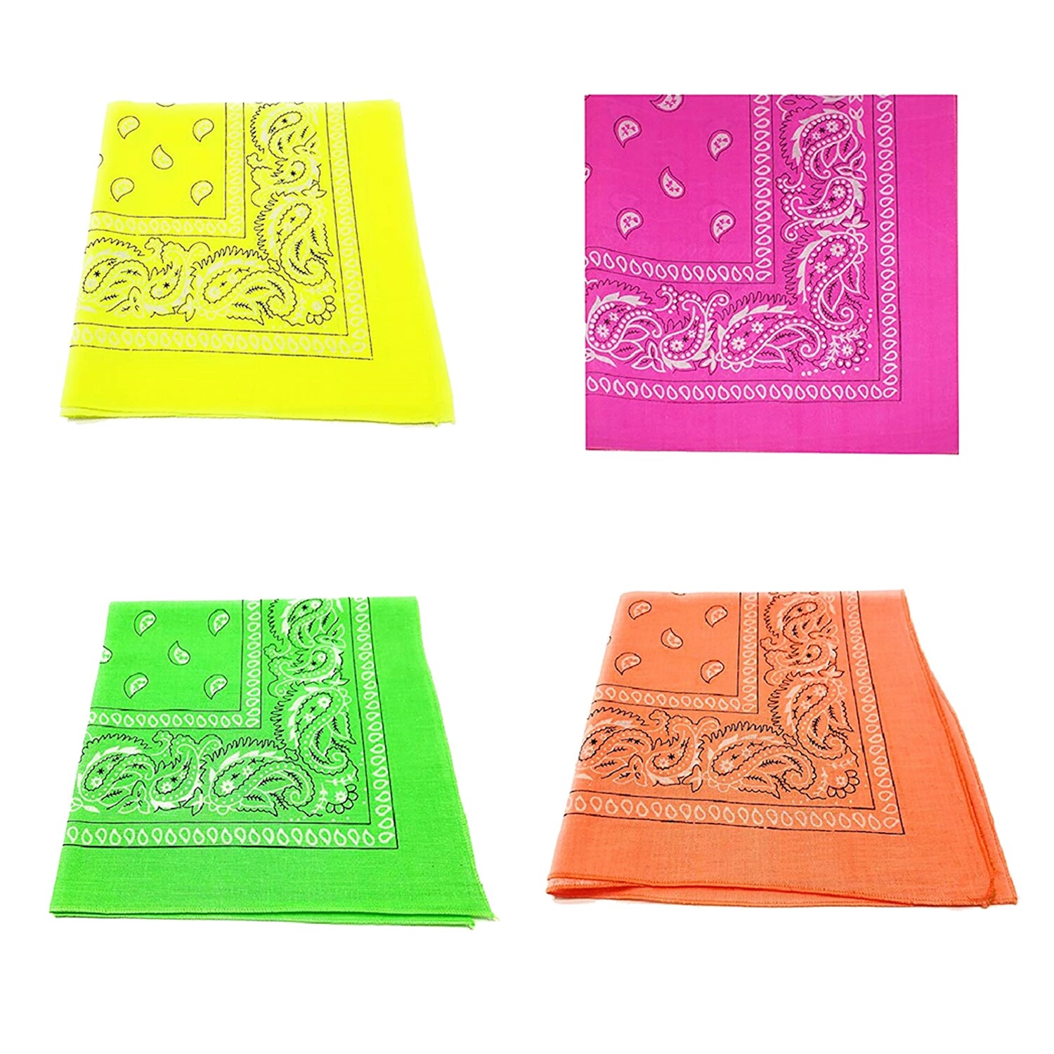 CTM Cotton Neon Paisley Bandanas