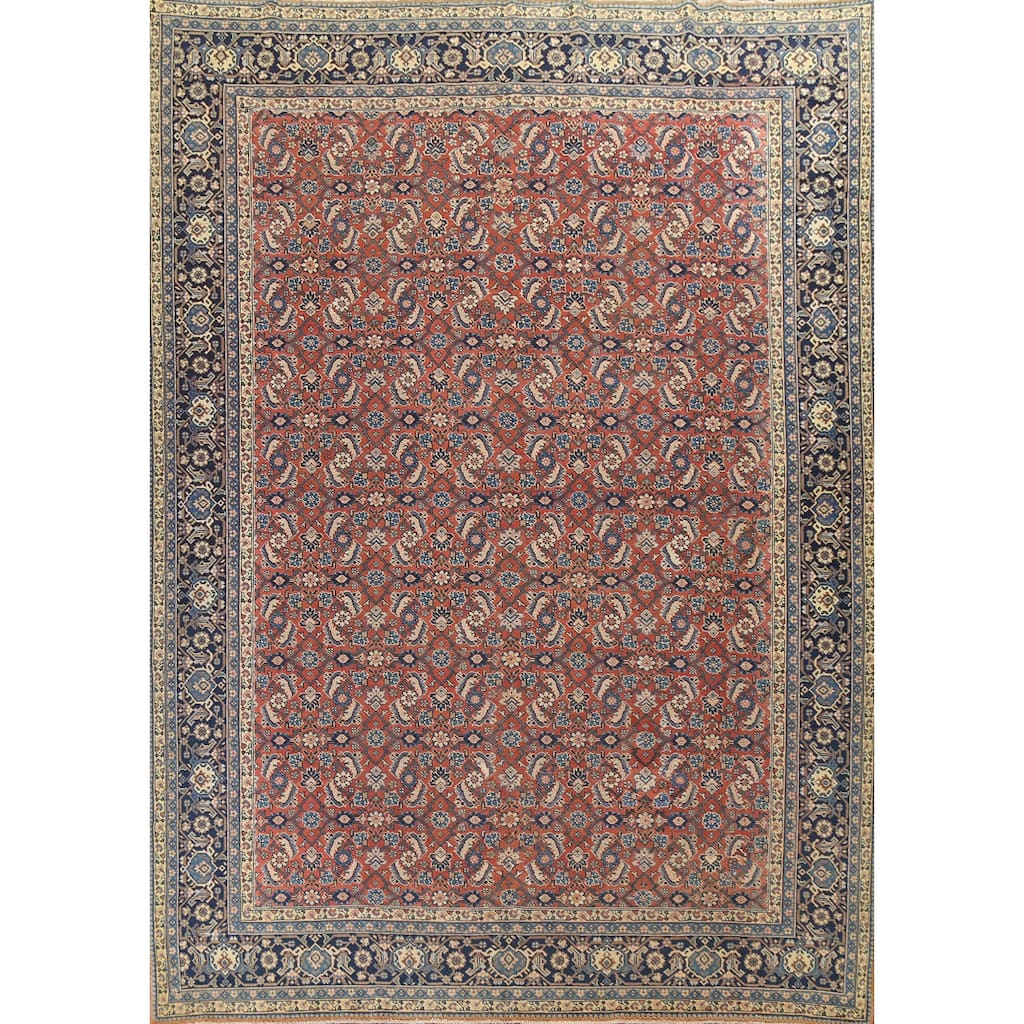 Pre-1900 Vegetable Dye Sultanabad Persian Wool Area Rug Hand-knotted - 9'3" x 12'5"
