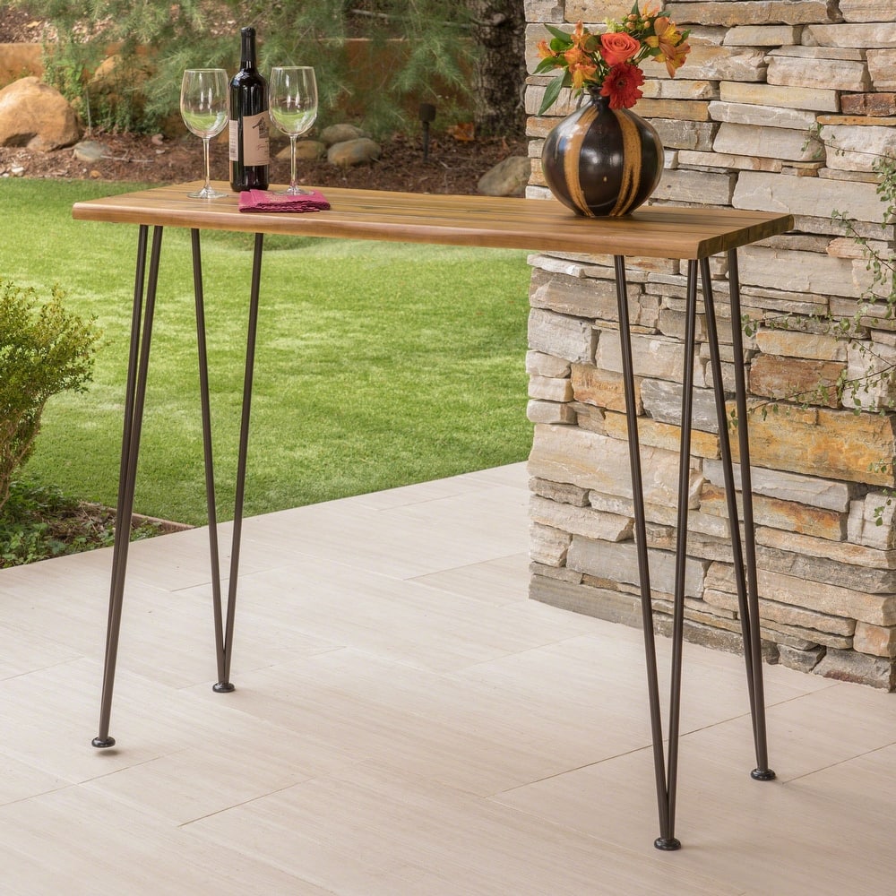 Denali Outdoor Industrial Rectangle Bar Table by Christopher Knight Home - 47.25"L x 18.25"W x 36.00"H
