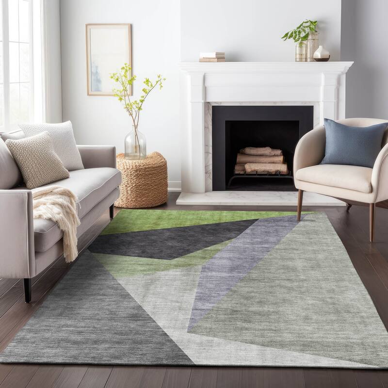 Premium Washable Super Soft Modern Deco Mayfield Rug - Sage - 2' 6" x 3' 10" - Rectangle