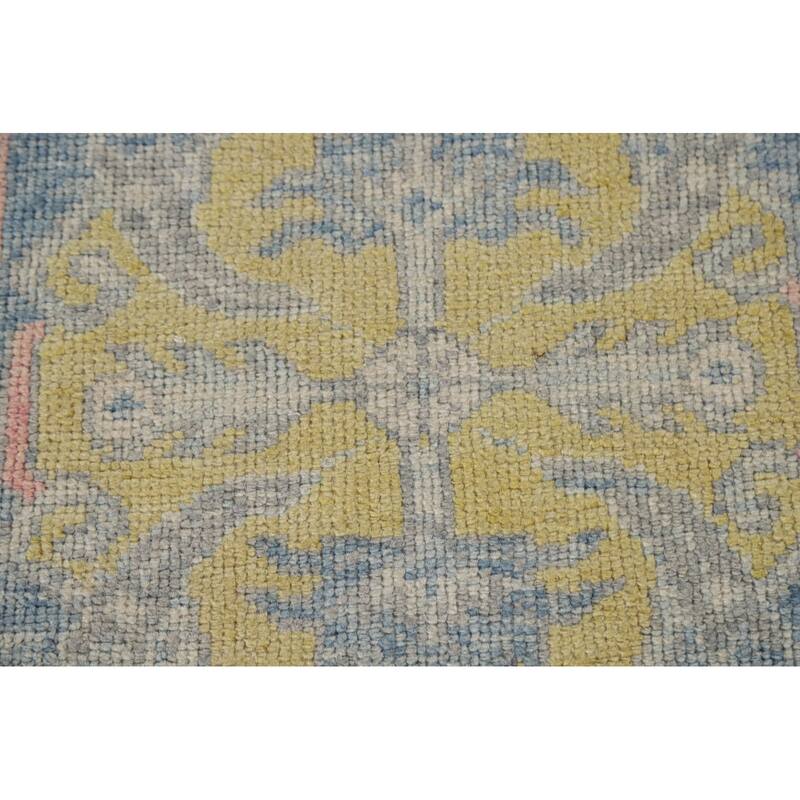 Vegetable Dye Oushak Turkish Runner Rug Handmade Wool Carpet - 3'0"x 11'9"