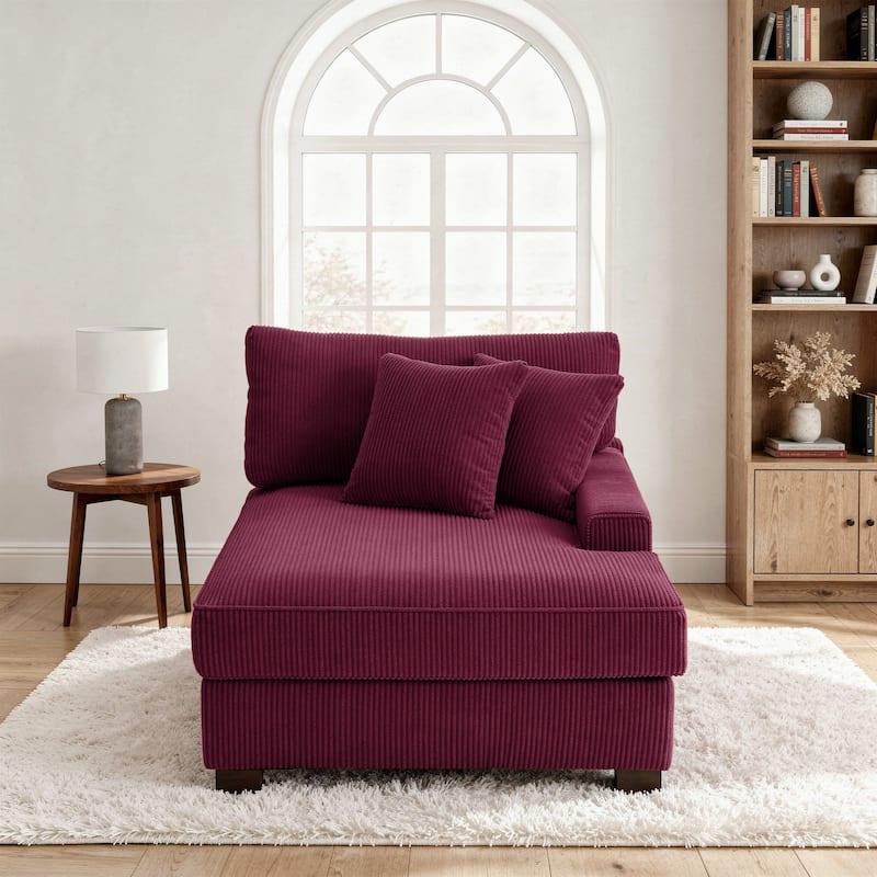 Corduroy Chaise Lounge Chair Upholstered Indoor Lounger Sofa