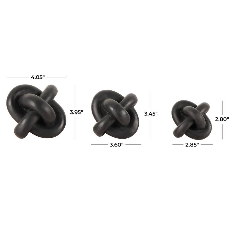 CosmoLiving by Cosmopolitan Black or White Resin Knot Inspired Geometric Sculpture (Set of 3)