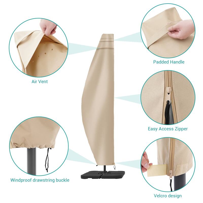 Bonosuki Patio Offset Umbrella Cover - 600D Waterproof Umbrella Cover
