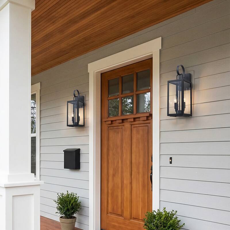 C Cattleya 1 Pack 2-Light 18.25-in Matte Black Outdoor Wall Light with Close Bottom