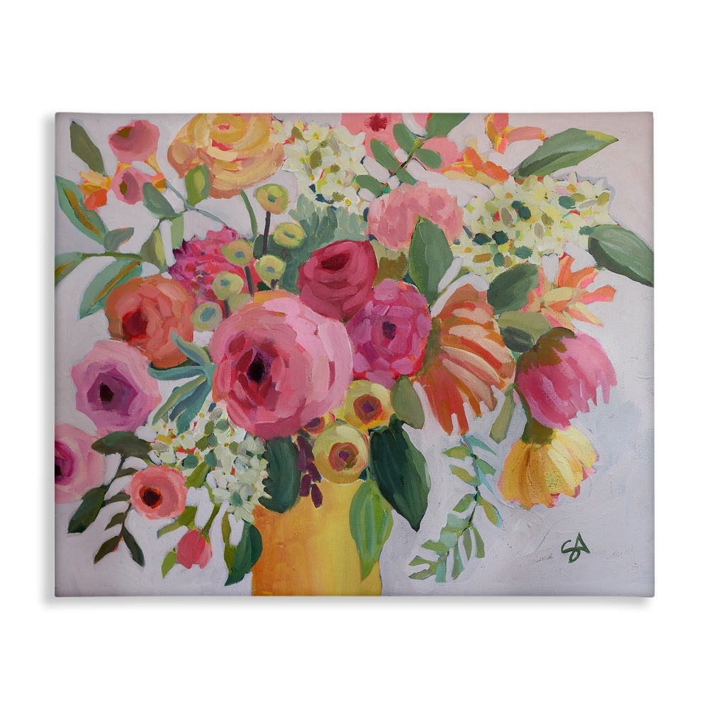 Stupell Assorted Flowers in Pink & Yellow Canvas Wall Art Design By Suzanne Allard