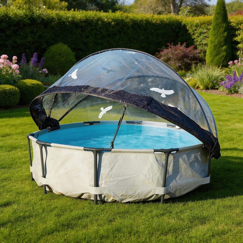 Round All Weather Pool Dome Enclosure for Outdoor Above-Ground Frame Pools (Compatible with Clean & Warm Water Pools)
