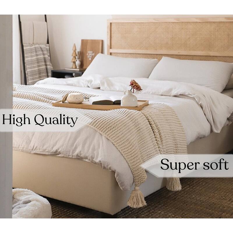 Organic Cotton Chunky Knit Oversized Throw Blankets, 50"X70"