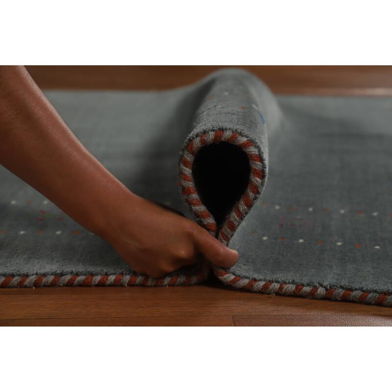 Hand Knotted Oriental 100% Wool Carpet Tribal Tribal Greys & Charcoal Gabbeh Area Rug - 7' 9'' X 5' 0''