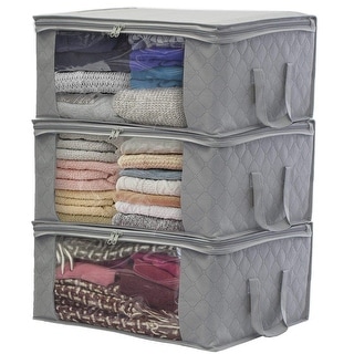 Foldable Storage Bag Blanket Quilt Organizer Box Closet Divider Zipper Pouch UK 