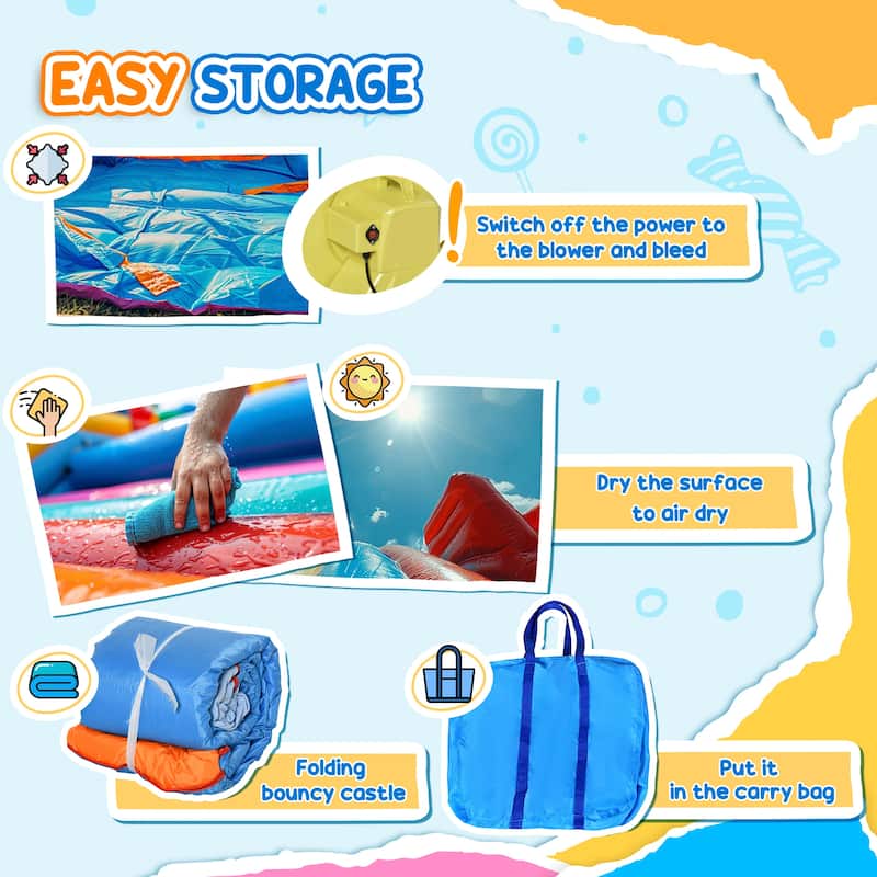 Outsunny 5-in-1 Kids Inflatable Bounce House Jumping Castle with Water Pool, Slide, Climbing Walls, & 2 Water Guns
