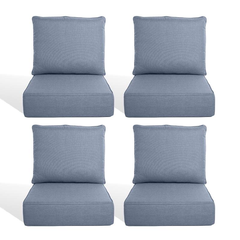Pocassy 22"x24"x6" Thick Cushions Pillows Indoor & Outdoor Cushion - 4 Set Seat & Back Cushion - Baby Blue Cushion