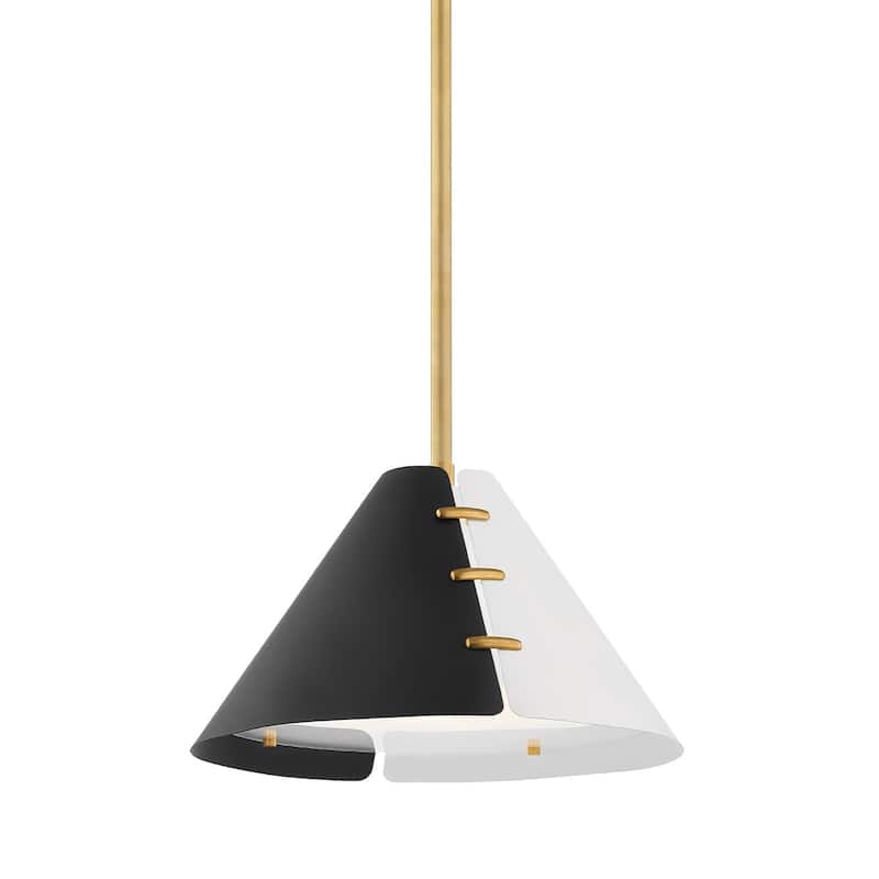 Hudson Valley Split 1-Light Aged Brass Small Pendant - Aged Brass