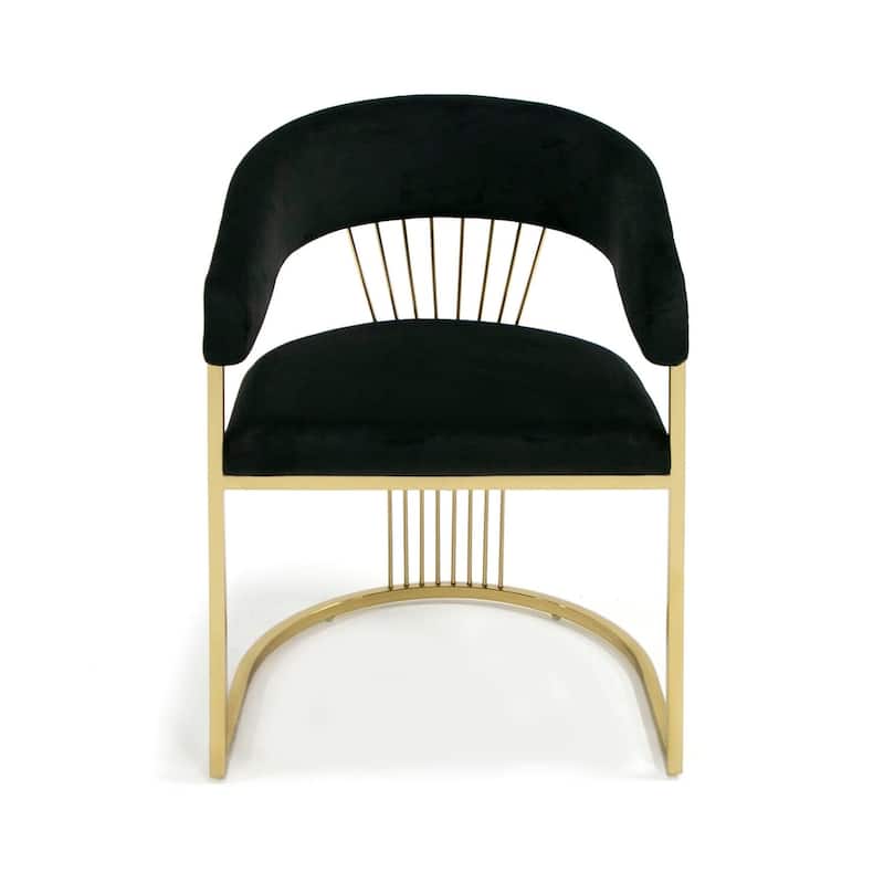 Gold/Black Velvet Upholstered Metal Frame Dining Chair, Sturdy Dining Chair for Dining Rooms - 22.75