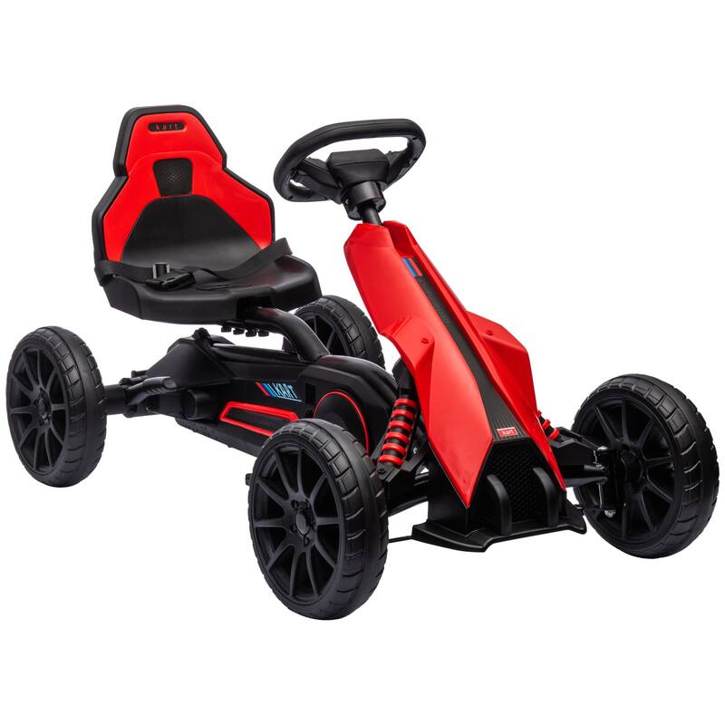 Kids Pedal Go-Kart with Adjustable Seat, EVA Wheels, Hand Brake, Forward & Reverse Drive, 3-8 Years, Max 66 lbs - Red1