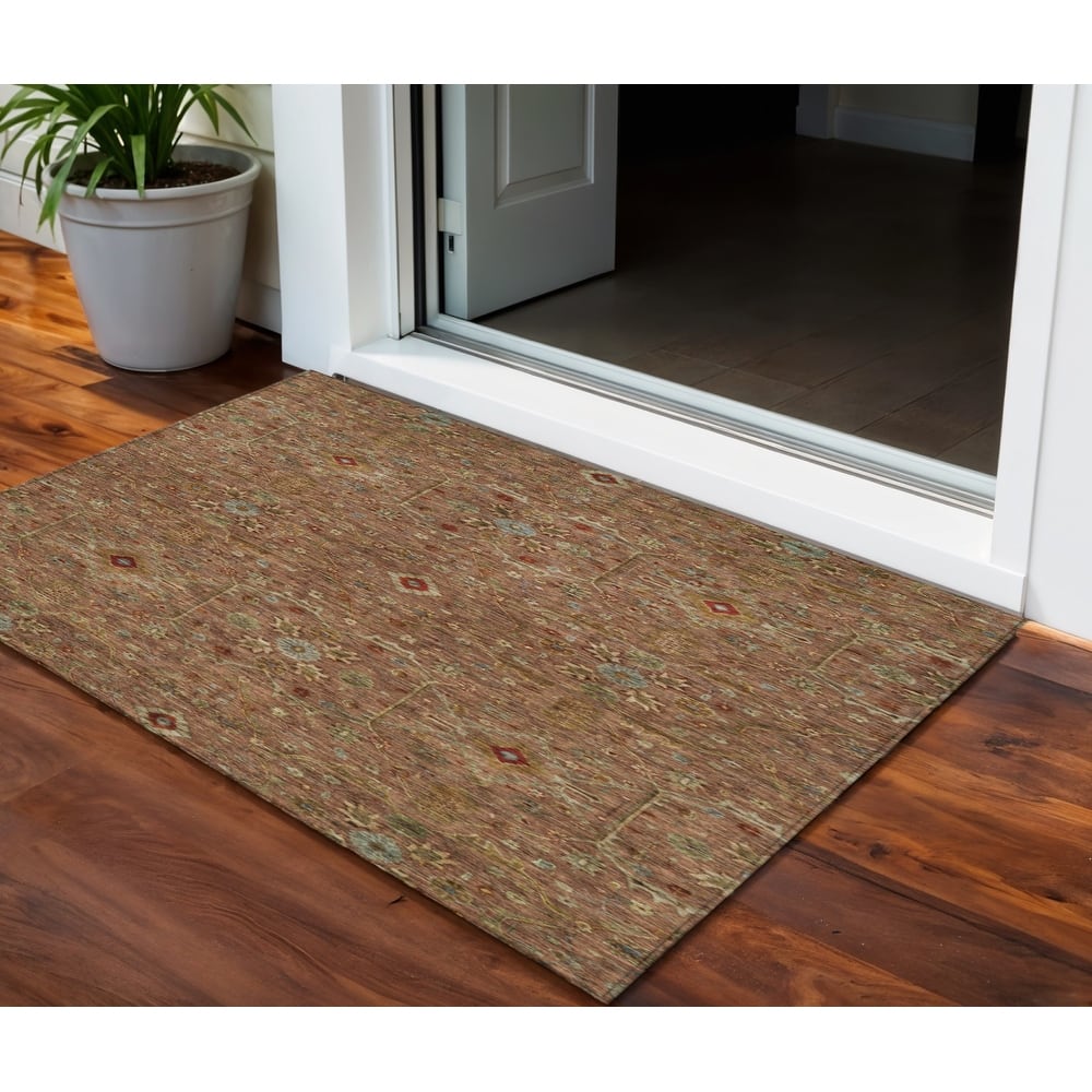 HomeRoots Floral Transitional Rectangle Outdoor Rug