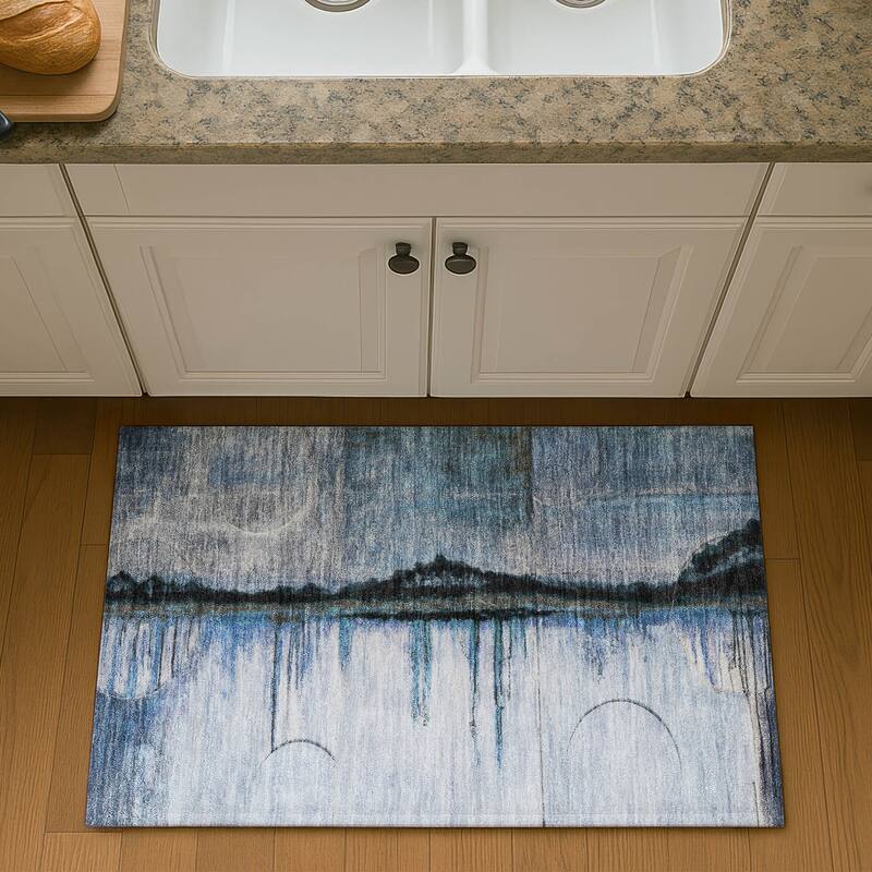 Premium Washable Super Soft Contemporary Melt Mayfield Rug - Blue - 1'8" x 2'6"