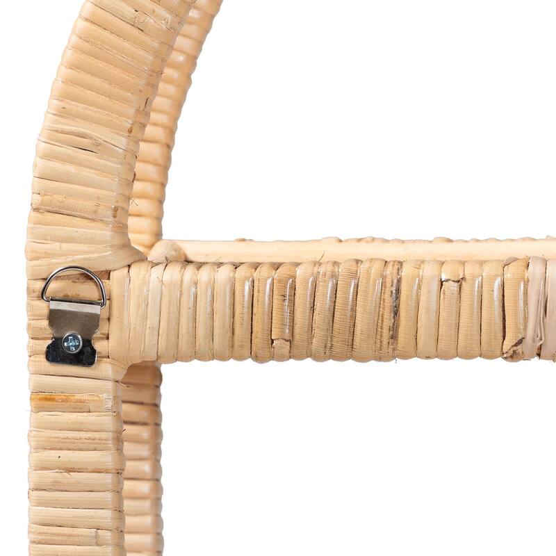 Labonita Natural Rattan Wall Shelf - 3-Tier Wall-Mounted Display Unit with Arching Frame for Entryway, Living Room, or Bathroom