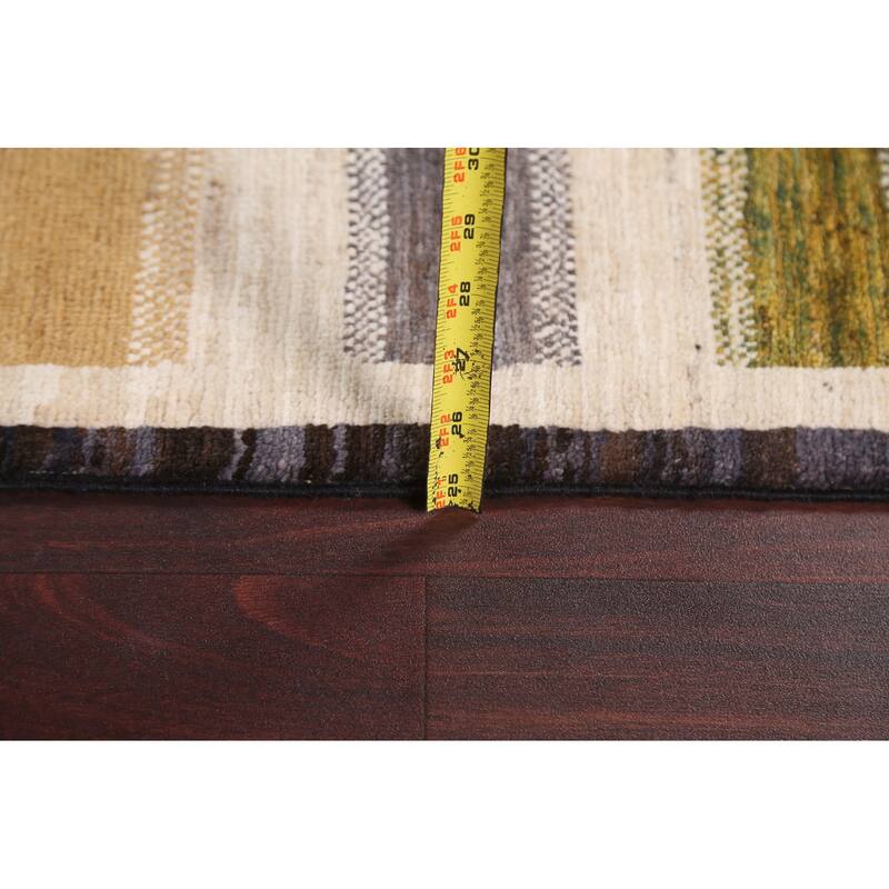 Wool Gabbeh Kashkoli Contemporary Striped Area Rug Hand-knotted Carpet - 5'0" x 8'0"