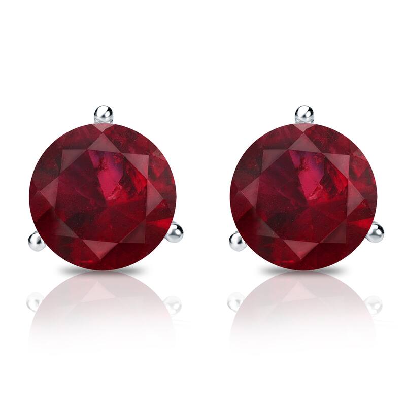 Auriya 14k Gold 1 1/4ctw Solitaire Ruby Gemstone Stud Earrings Martini-set