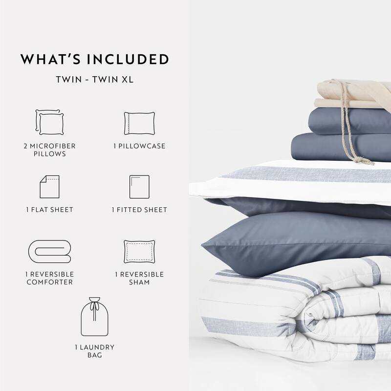 8pc Twin XL Pattern Dorm Bedding Bundle