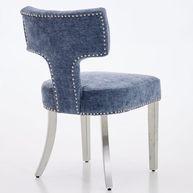 Modern Dining Chairs Set of 2, Farmhouse Upholstered Accent Chair with Curved Backrest