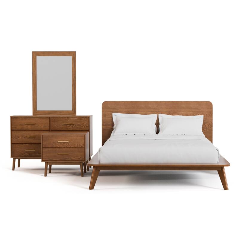 Furniture of America Beau Midcentury 4-Piece Kids Low Profile Platform Bedroom Set