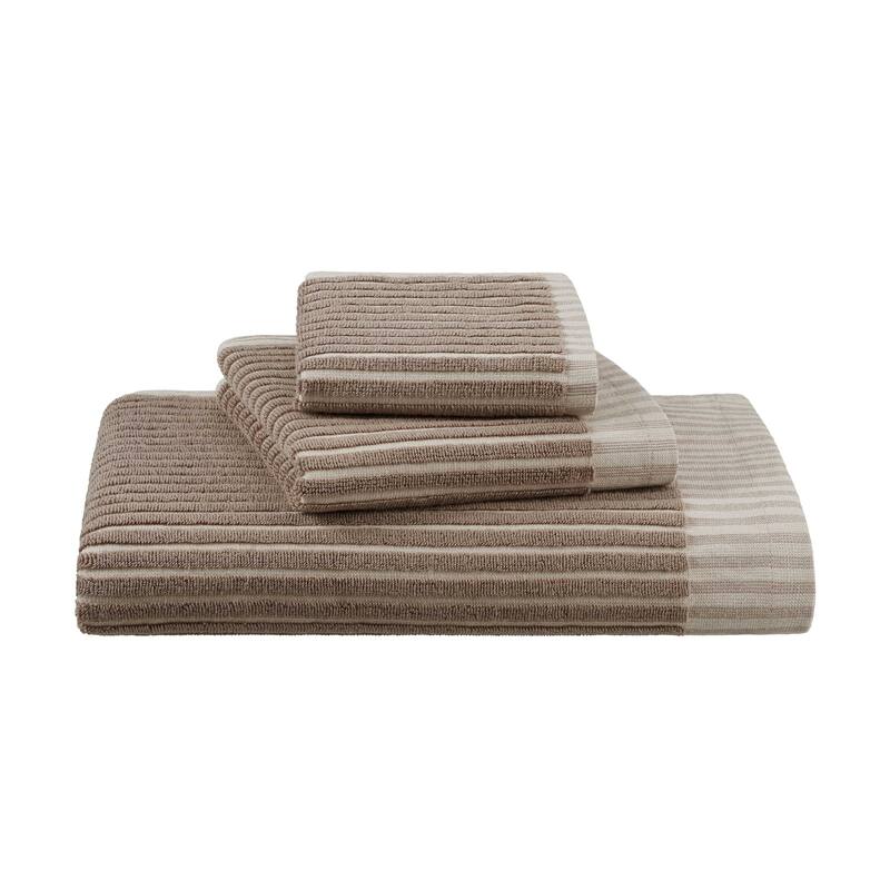 Martex Sculpted Stripe Tan Bath Towel - Bath - Tan