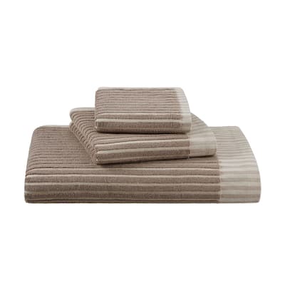 Martex Sculpted Stripe Tan Bath Towel