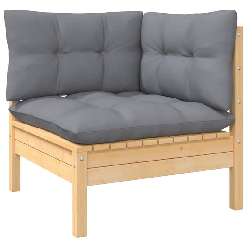 vidaXL Solid Pinewood Patio Lounge Set 12 Piece with Cushions Multi Colors