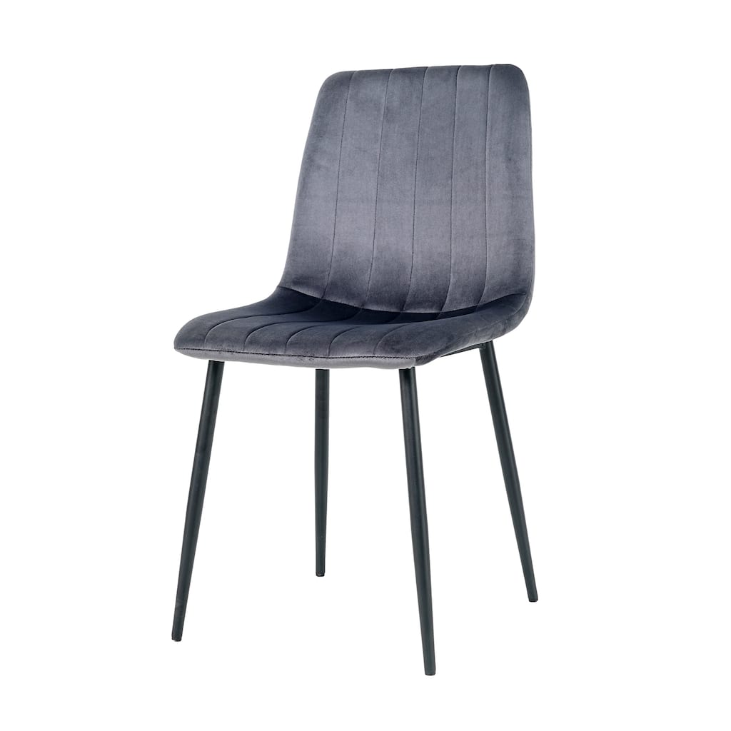 Set of 4 Modern Velvet Upholstered Dining Chairs with Metal Legs
