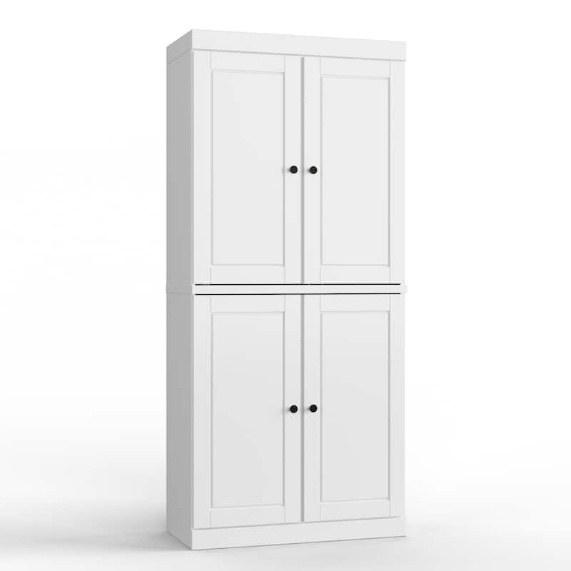 Palace Imports 100% Solid Wood Bathroom & Laundry Storage Cabinet, Raised Panel Doors, Adjustable Shelves, 32" Wide, 71.5" Tall