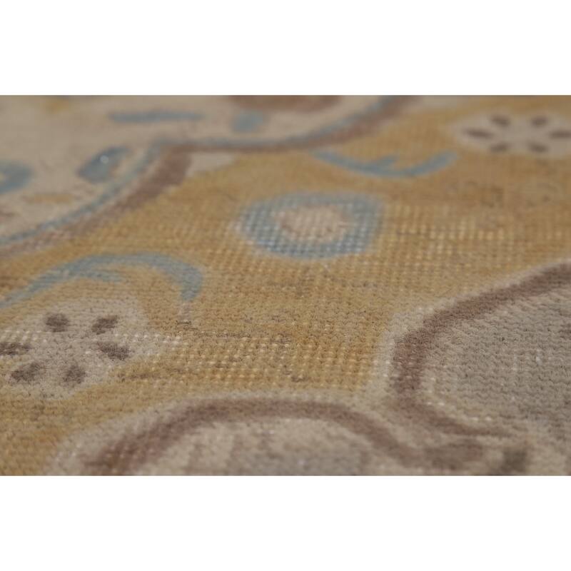 Geometric Tabriz Persian Area Rug Handmade Grey Wool Carpet - 9'3"x 12'4"