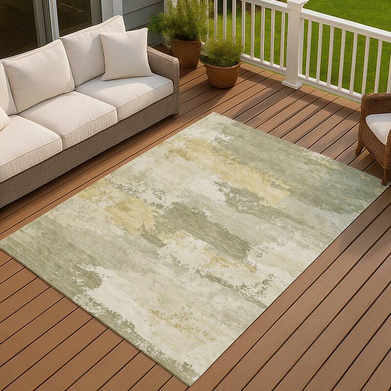Machine Washable Indoor/ Outdoor Chantille Rug - Sage - 5' x 7'6"
