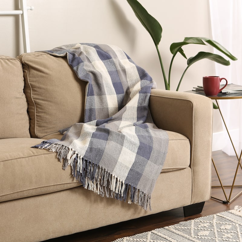 Tri-Color Check Throw