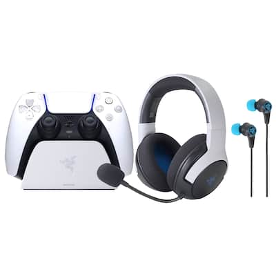 Razer Legendary Duo Bundle for PlayStation 5: Kaira Wireless Headset and Quick Charging Stand for PS5 + Bluetooth Earbuds