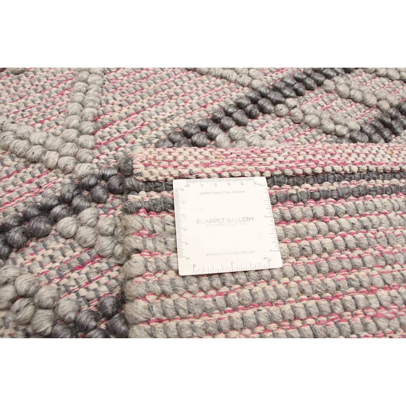 ECARPETGALLERY Braid weave Sienna Grey Wool Rug - 6'1 x 9'1