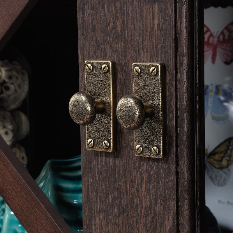 Wood Hutch with Adjustable Shelves, Brown - 64.57" W x 13.19" D x 40.04" H