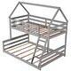 preview thumbnail 30 of 33, House Shape Twin over Full Wood Bunk Bed with Slide and Ladder, White