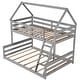 preview thumbnail 10 of 33, Twin Over Full Wood House Bunk Bed with Ladder - Stylish and Functional