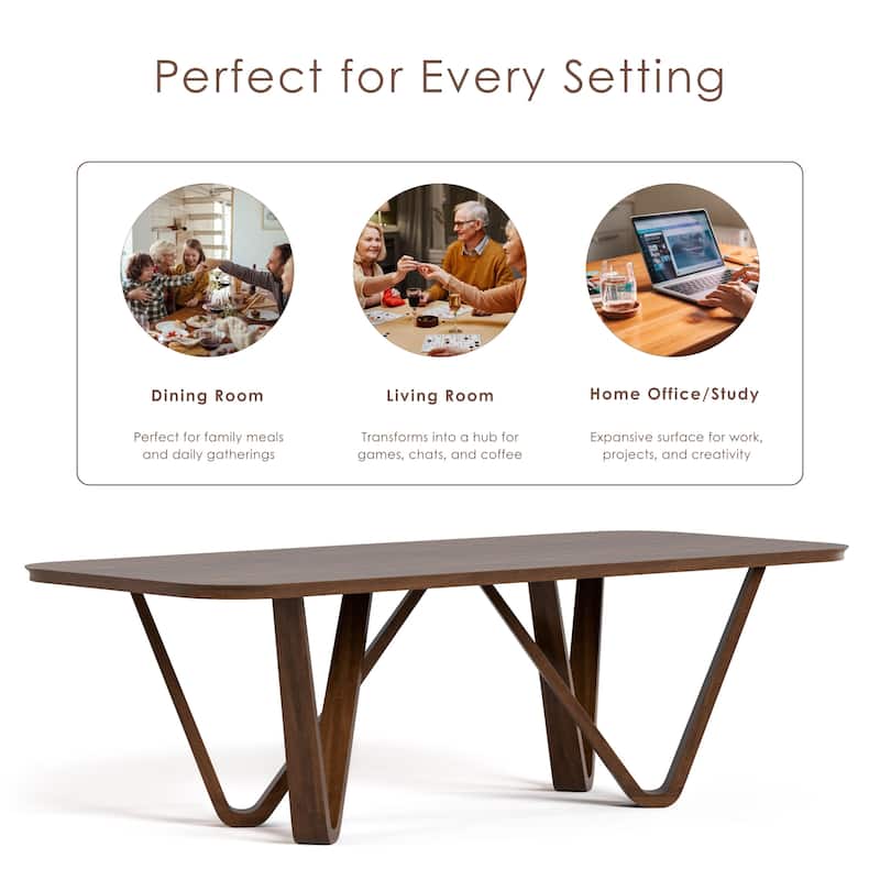 Furniture of America Abigail I Mid-Century Modern 7-Piece Rich Walnut Solid Wood Dining Set