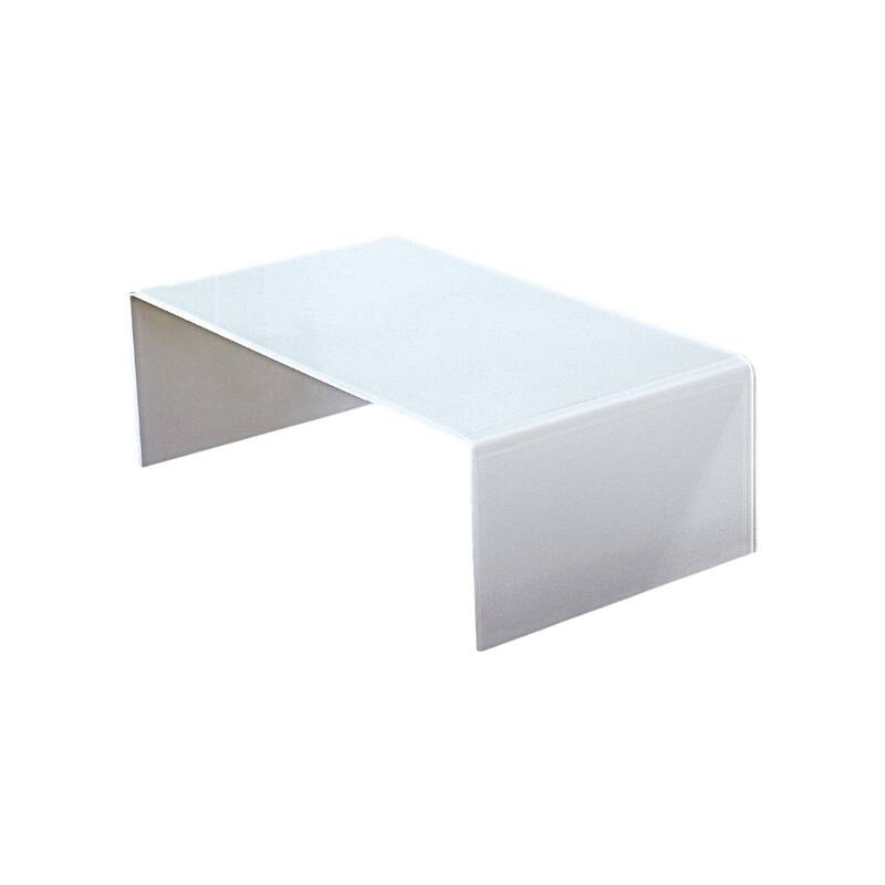 HomeRoots 24" White Glass Sled Coffee Table - 24 in. x 16 in. x 43 in.