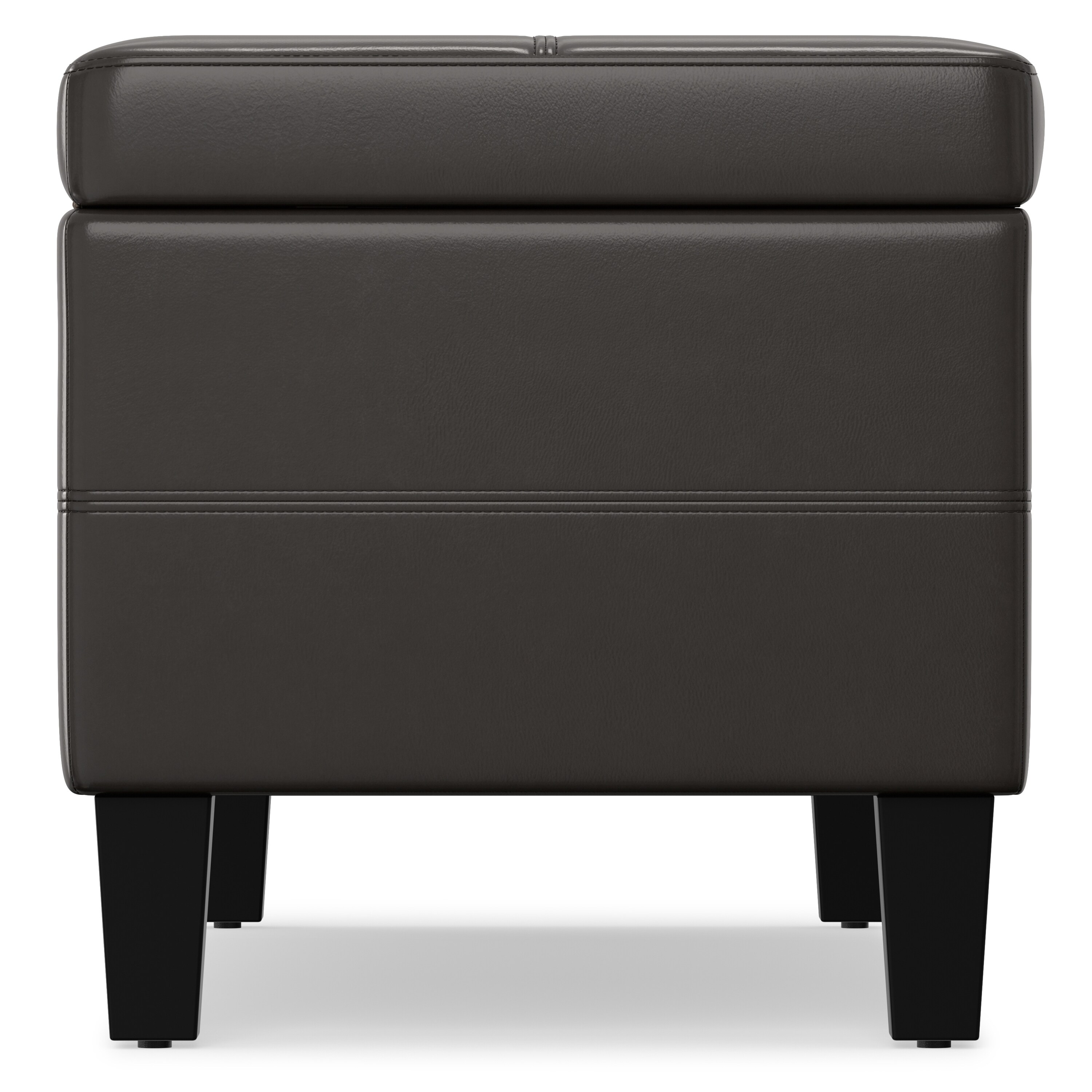 Front view of a rectangular ottoman bench with a zipper closure.